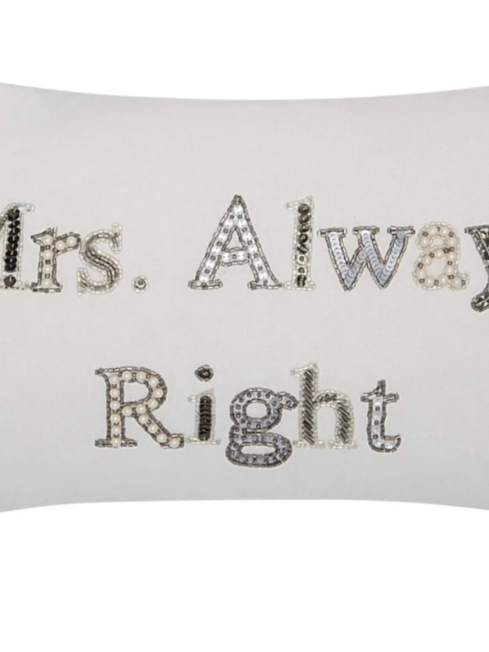 NWT Mrs. Always Right Rhinestone Accent Pillow White Wedding & Newlywed Décor